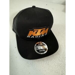 New Era Trucker Hat w/ Heat Pressed KTM Patch. Snapback 9Fifty Black Moto